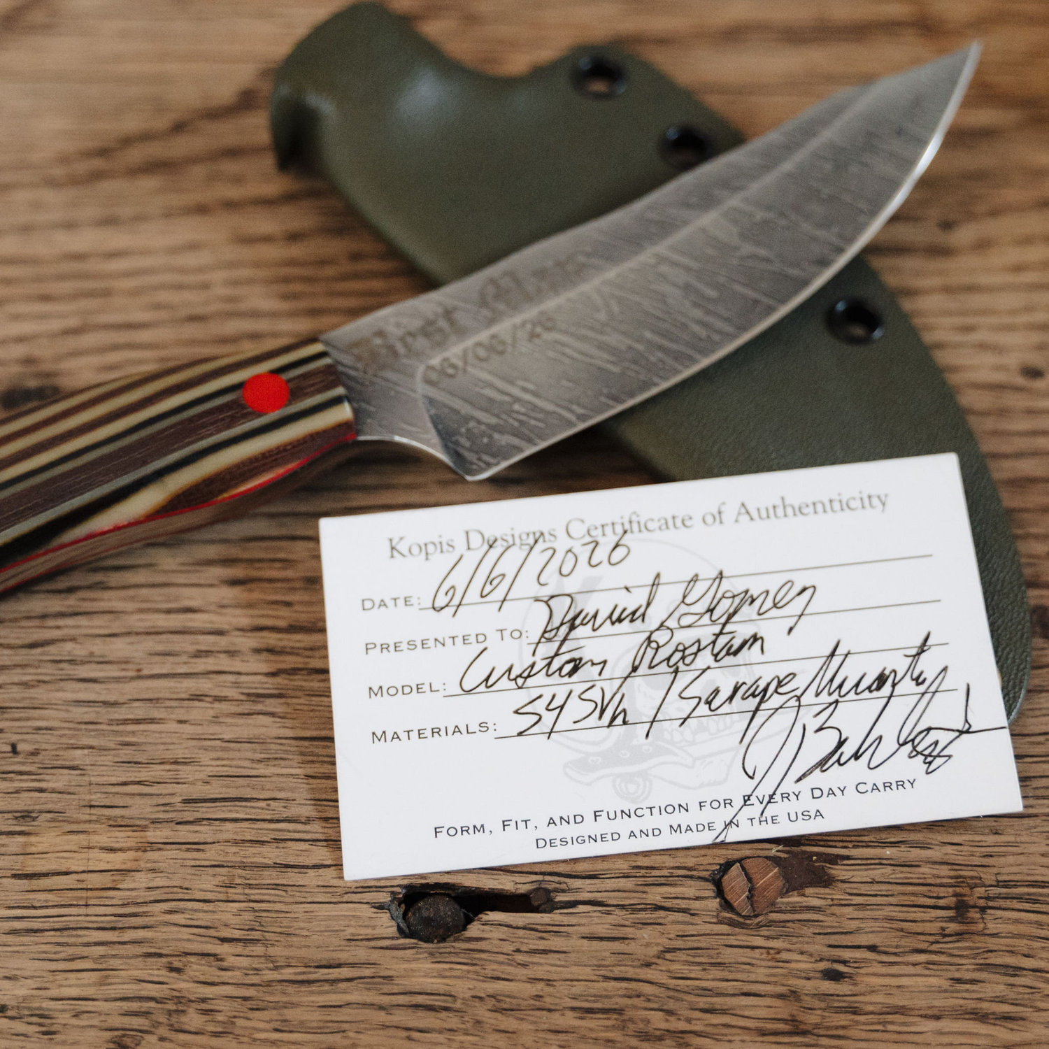 Thanks to Jon Bahlatzis of Kopis Designs for creating a custom Best Man gift. Designed and handcrafted in the USA with premium materials and purpose-built functionality.

Website: www.kopisdesigns.com
