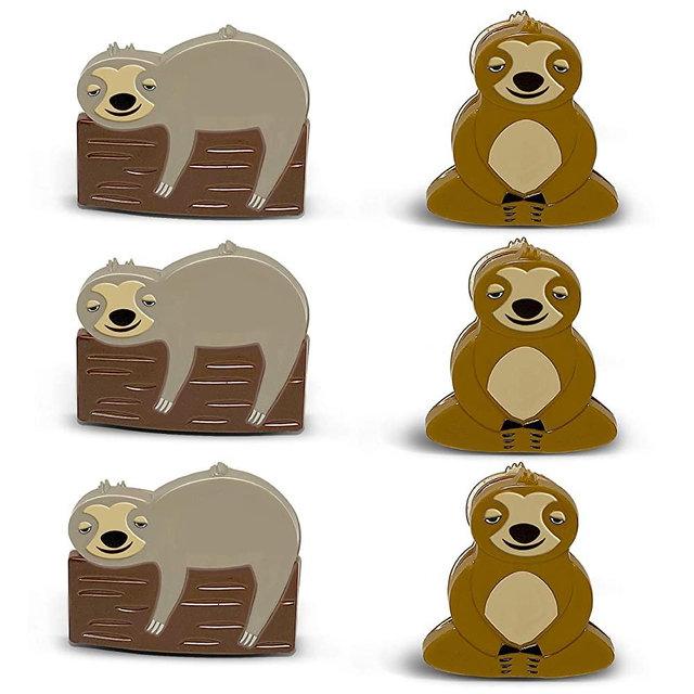Sloth Bag Clips, 6 Woodland Sloth Chip Clip Set, Tight Food Saver, Snack Bag Sealer, Chip Clips Bag Clips Food Clips, Air Tight, Cute Sloth Party Supplies, Fun Sloth Stuff, Bag Clips for Food Storage