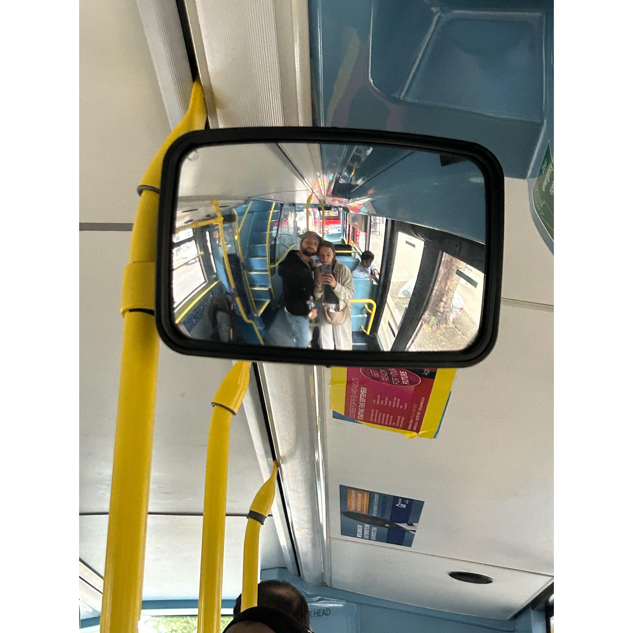 Double decker bus mirror selfie