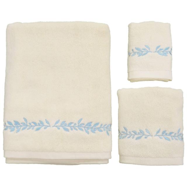 3pc Avignon Bath Towel Sets Blue/Cream - Allure Home Creation