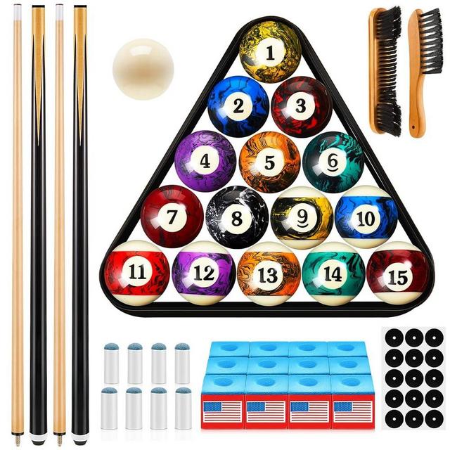 Outus 71pcs Pools Table Accessories Billiards Balls with Triangle Stand Pool Cue Chalks Cue Spot Sticker Brush