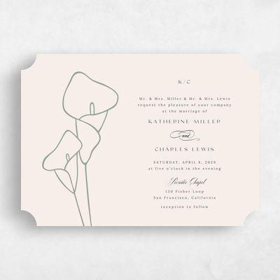 Beige Ticket Wedding Invitation - Calle Landscape