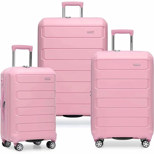 Traveler's Choice Pagosa Hardside Luggage - Premium Suitcases with Spinner Wheels, TSA Lock - 3-Piece Set, Pink
