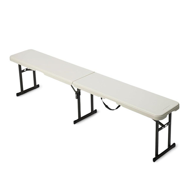 Amazon Basics 6ft Folding Bench, Indoor & Outdoor with Carrying Handle, White