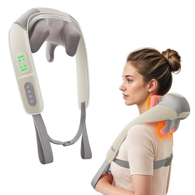 Heycool Cordless Neck Massager with Heat, FSA HSA Eligible, 4D Deep Kneading Neck Shoulder Massager for Pain, Shiatsu Back Massager Pillow, Gifts for Men, Women