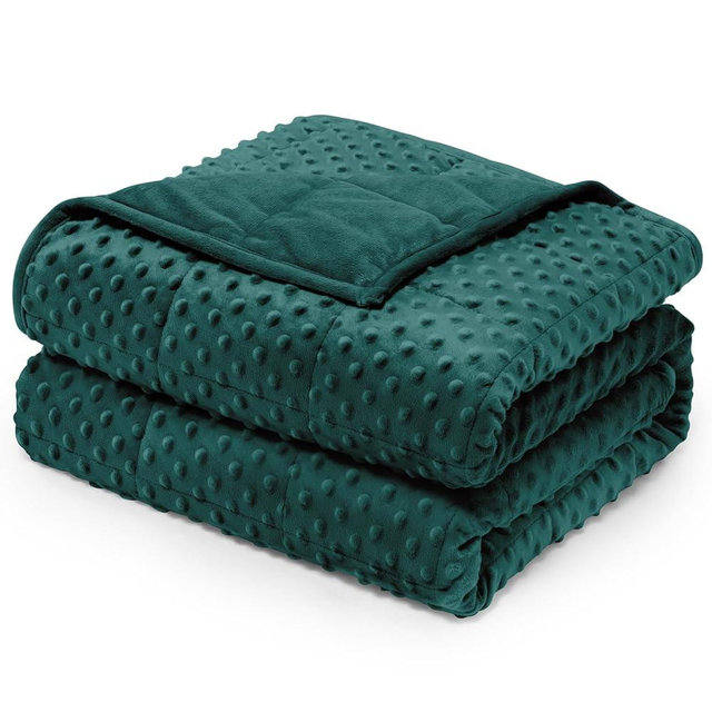 Wemore Minky Dot Weighted Blanket for Adults Queen Size 20 lb, Soft Heavy Blanket for Stress Relief and Sleep Promotion, Breathable Blanket for All-Season with Glass Beads, Dark Green 60 x 80 inches