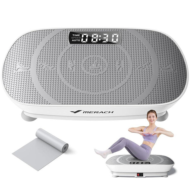 MERACH Vibration Plate Exercise Machine, Whole Body Workout Equipment for Women, Bluetooth and Silicone Pedal, Vibration Plate with Auto Mode, Vibrate Fitness Platform for Home