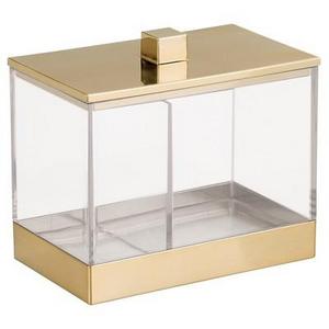 Rectangular Bathroom Vanity Canister with Dividers Clear/Soft Brass - InterDesign®