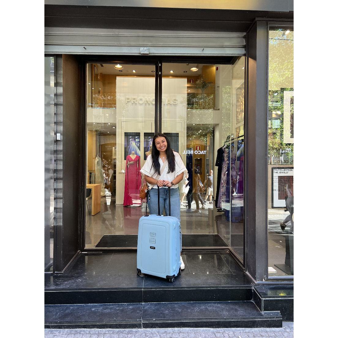 Natali found her wedding dress (hiding in the blue luggage so Chuffy can't see) in Madrid, Spain. Her mom saw it in the window of the store and it was meant to be