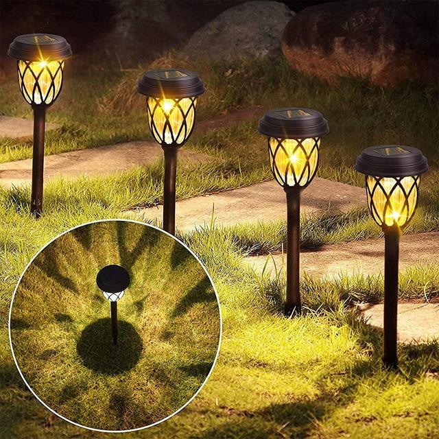 6 Pack Solar Powered LED Pathway Lights, Super Bright Wireless Outdoor Lights, Waterproof Landscape Path Lights for Lawn, Walkway, Patio, Driveway, Yard and Garden, Warm White