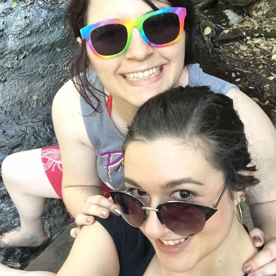 Sitting by the swimming hole at Camp Augusta for a friend's wedding