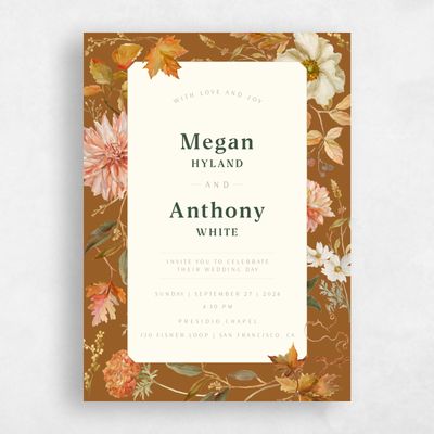 Dark Ochre, Brown Wedding Invitation - Lysete Portrait
