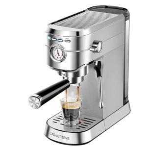 CASABREWS CM5418 Espresso Machine 20 Bar, Compact Espresso Maker with Steam Milk Frother, Stainless Steel Coffee Machine with 34oz Removable Water Tank for Cappuccino, Small Latte Machine, Silver