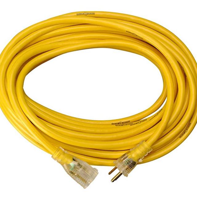 Yellow Jacket 2883 12/3 Heavy-Duty 15-Amp SJTW Contractor Extension Cord with Lighted Ends, 25-Feet