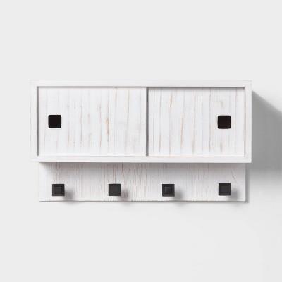 Entryway Wood Shelf With Sliding Doors White - Threshold&#8482;