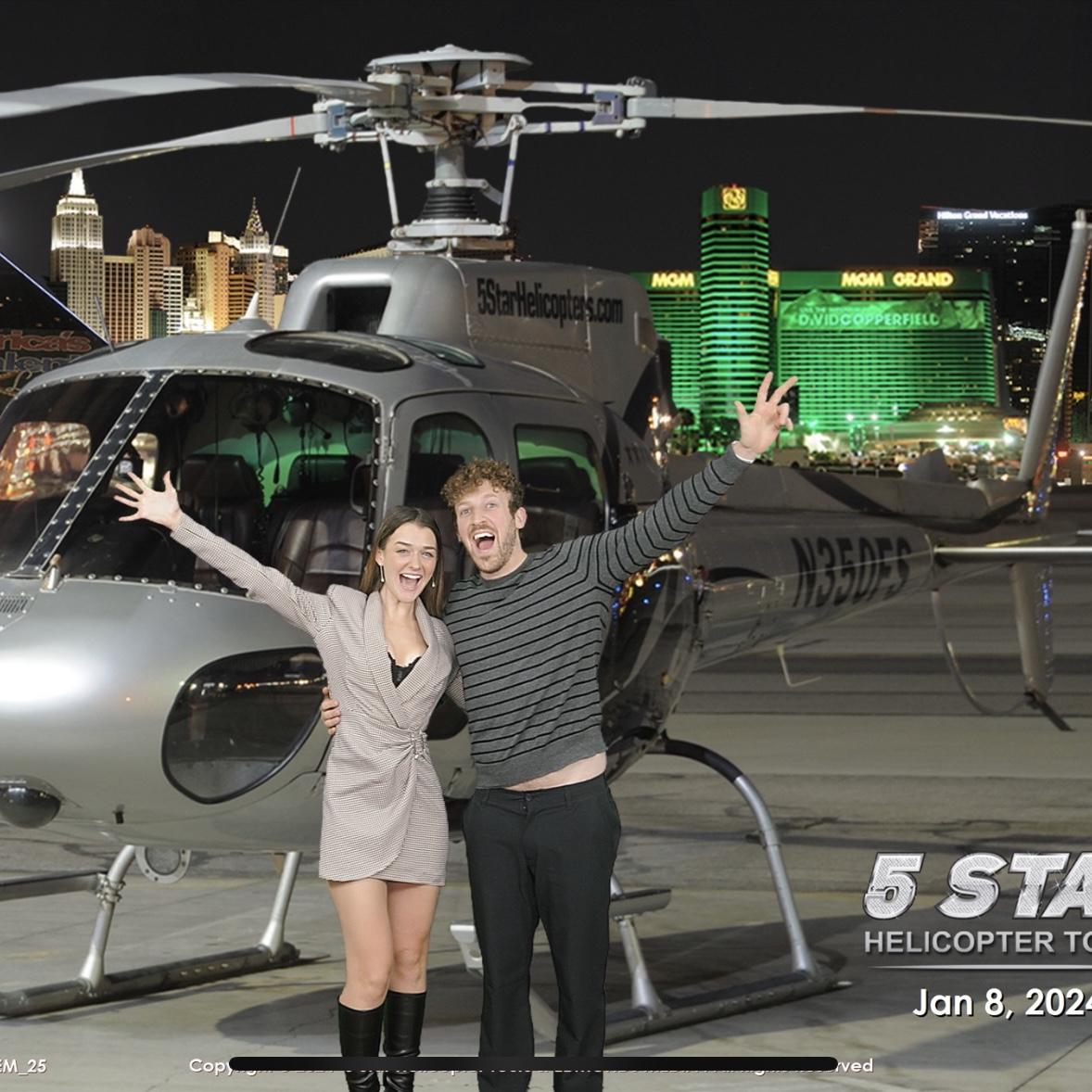 Surprise helicopter ride over the Las Vegas Strip for Meg's birthday, January, 2024.