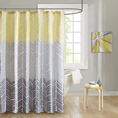 Intelligent Design ID70-790 Adel 100% Microfiber Printed Shower Curtain 72x72 Yellow, 72 x 72,