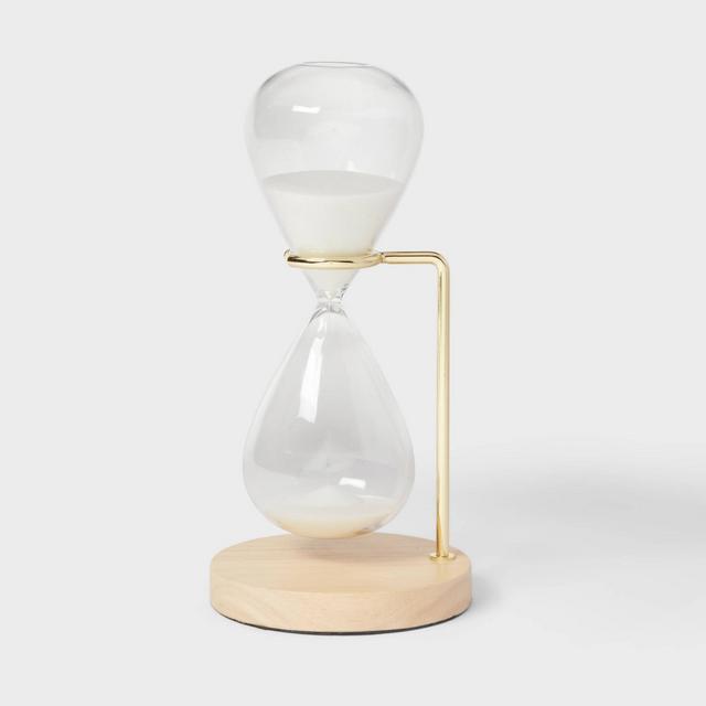 Decorative Hourglass with Rubber Wood Stand Natural Wood - Threshold™