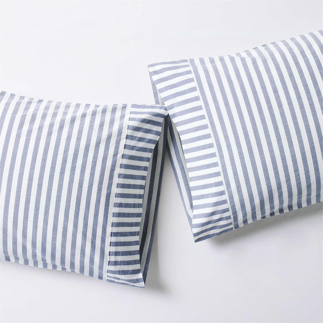 Oxford Shirting Light Indigo Organic Cotton Standard Pillowcases, Set of 2