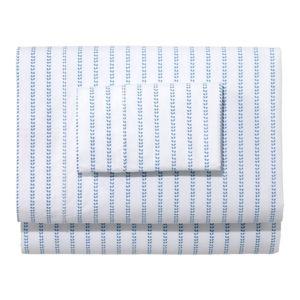 Sunwashed Percale Sheet Collection, Stripe Leaf, Queen (Peak Blue)