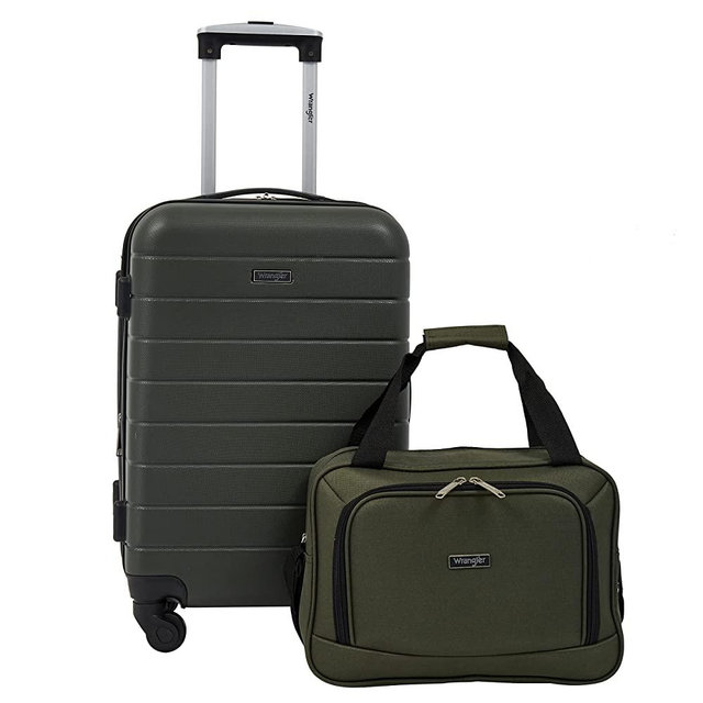 Wrangler El Dorado Lugggage Set with Cup Holder and USB Port, Deep Depths, 2 Piece