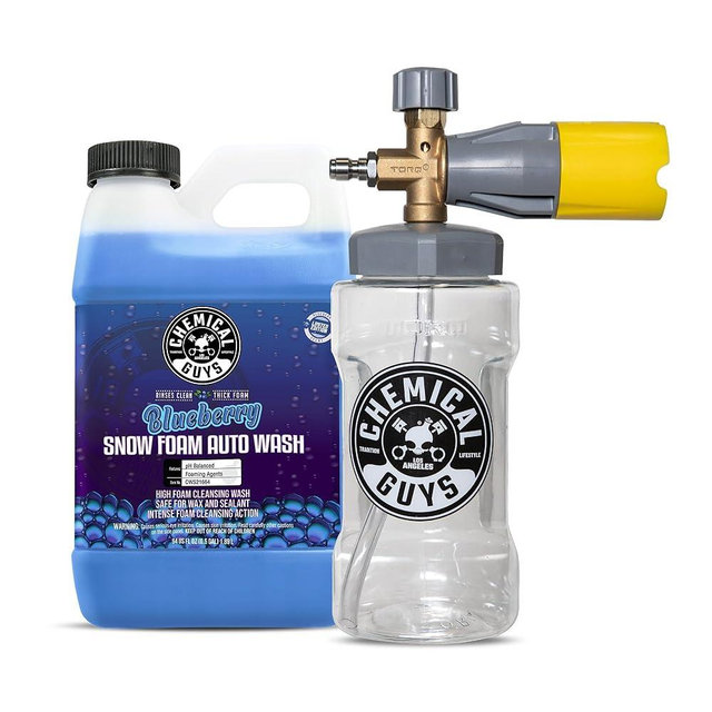 Chemical Guys Big Mouth Max Release Foam Cannon and Blueberry Snow Foam Car Wash Soap, 64 fl oz - Car, Truck, SUV, RV & Boat Wash, Soap Cannon for Pressure Washer, 34 oz Bottle - 2 Items