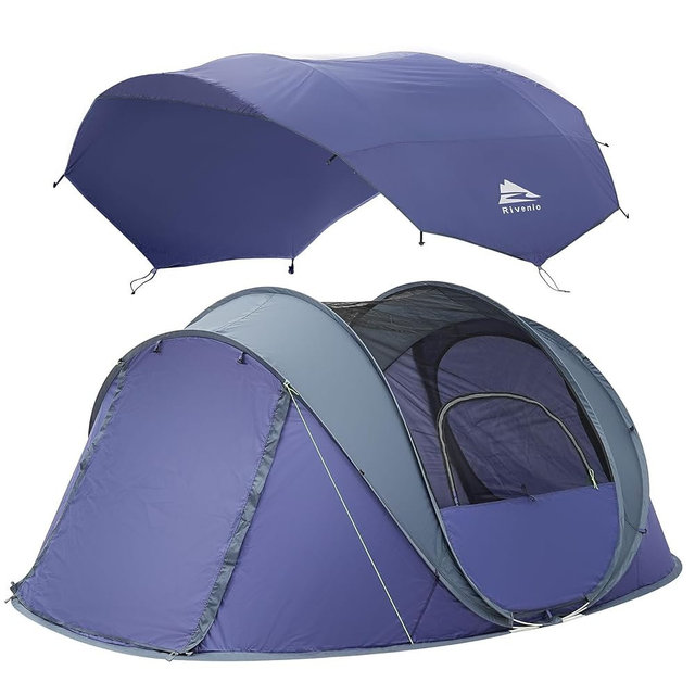 4/6 Person Easy Pop Up Tent,Camping Tent with Skylight and Rainfly,Waterproof,Quick Setup-Instant Tents for Camping Outdoor