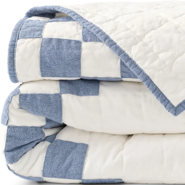 Lands' End Irish Chain Quilt - Full - Chambray Irish Chain