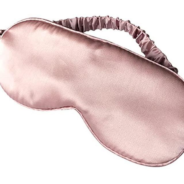 LULUSILK Mulberry Silk Sleep Eye Mask Blindfold with Elastic Strap Headband, Soft Eye Cover Eyeshade for Night Sleeping, Travel, Nap(Pink)