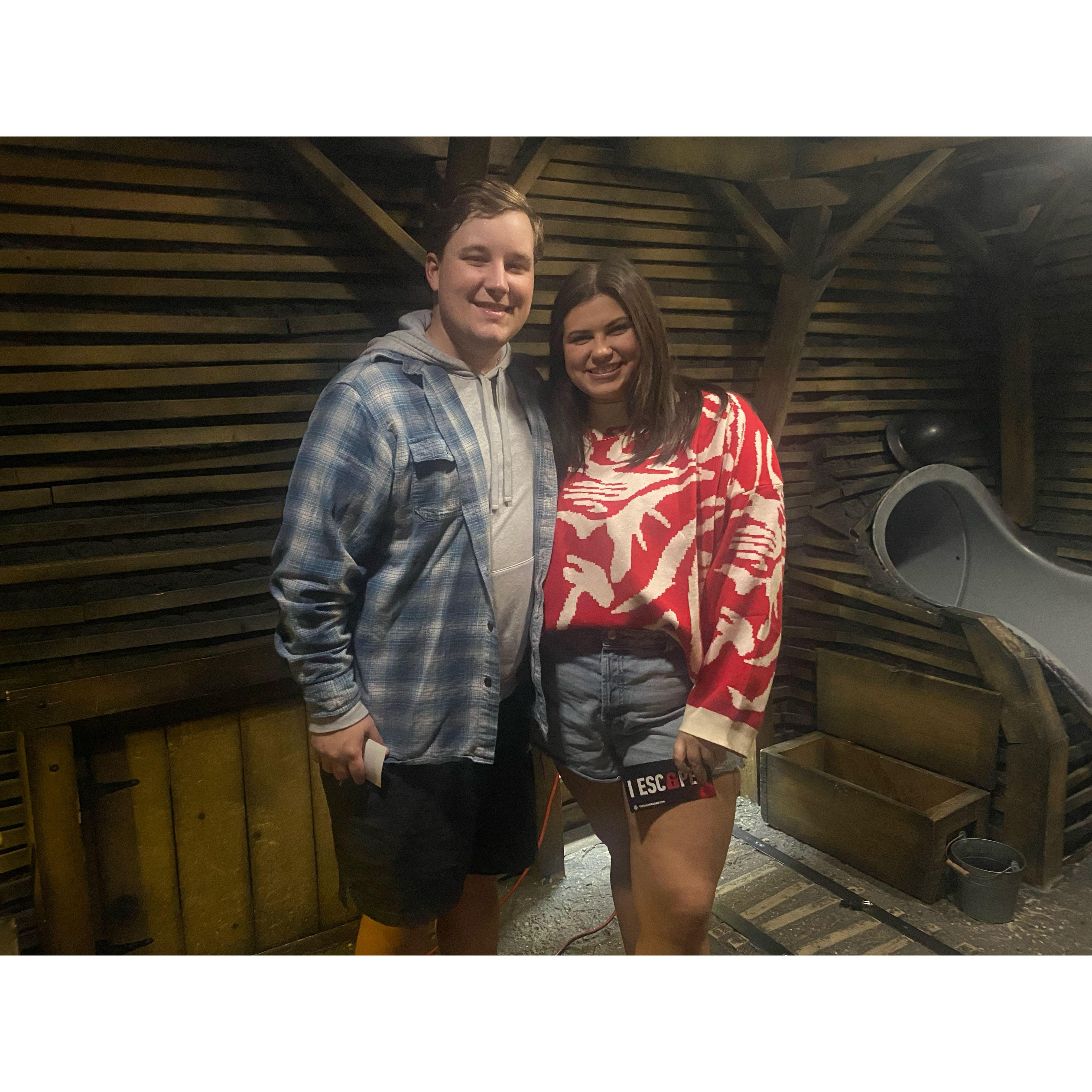 One of our first dates at an escape room!