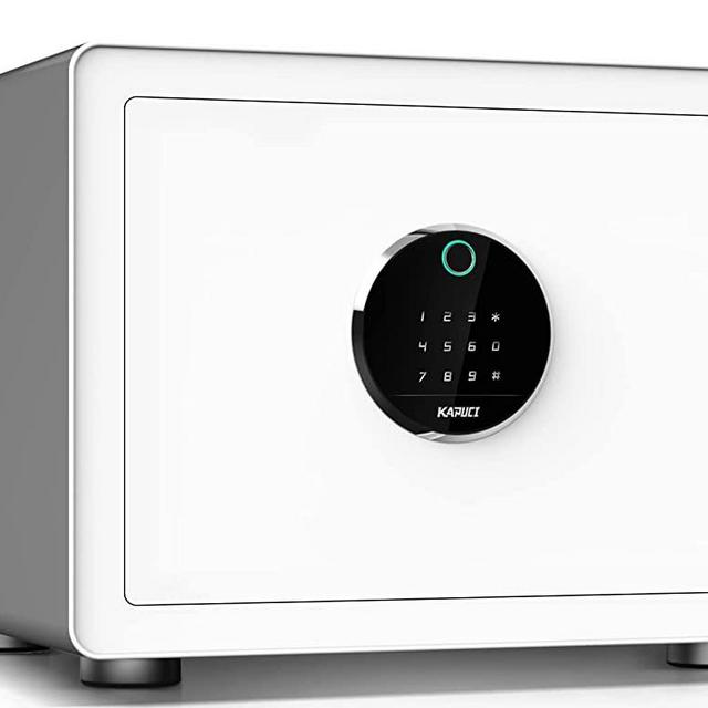 KAPUCI Modern Minimalism Design Biometric Fingerprint Touch Screen Safe, Auto-Open Safe Box with Digital Virtual Password,Safety Steel Household Home Safes,Suitable for Wardrobe,Bedroom,Home,Office,Hotel, Handgun, Jewelry(New Version)