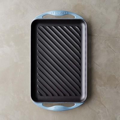 Le Creuset Cast-Iron Rectangular Skinny Grill, Marine Blue