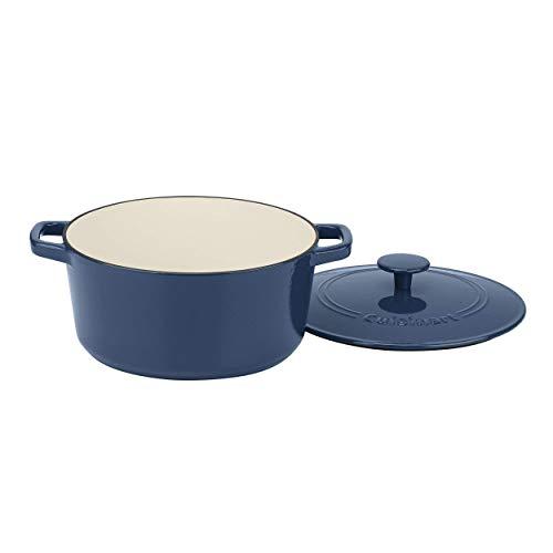 Cuisinart CI650-25BG 5 Qt Round Cast Iron Casserole, Covered, Enameled Provencial Blue
