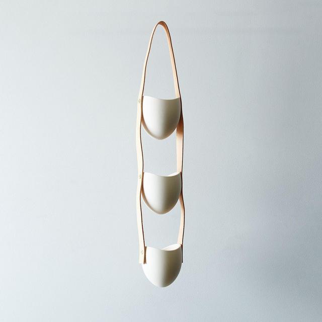 3-Tier Ceramic and Leather Hanging Planter