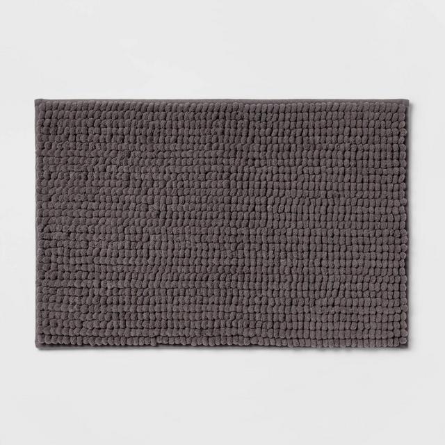 20"x30" Chunky Chenille Memory Foam Bath Rug Dark Gray - Room Essentials™