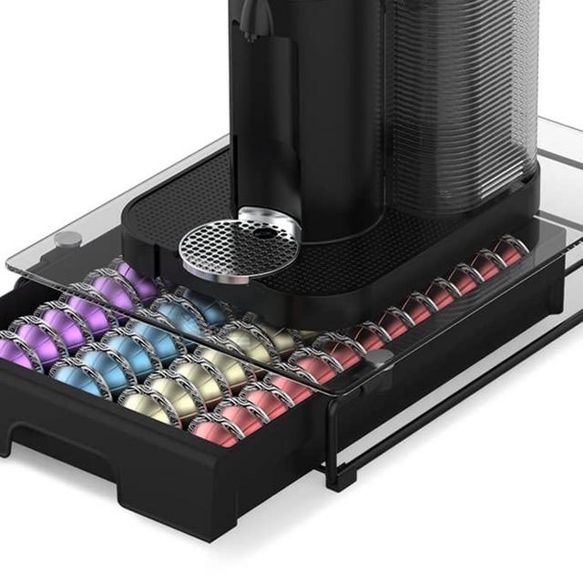 Crystal Tempered Glass Top Organizer Drawer Holder for Nespresso Vertuo Pods