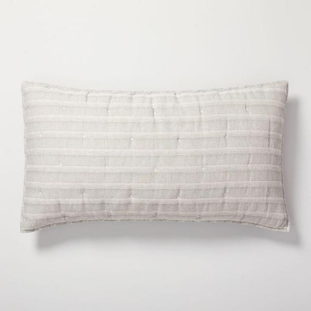 Hemp Cotton Hazy Stripe King Sham, Misty Gray