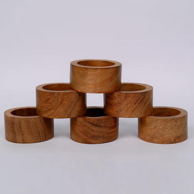 SAMHITA Handmade Acacia Wood Napkin Ring Set of 12 for Dining, Anniversary, Birthday, Christmas | Napkin Ring for Home and Kitchen Décor