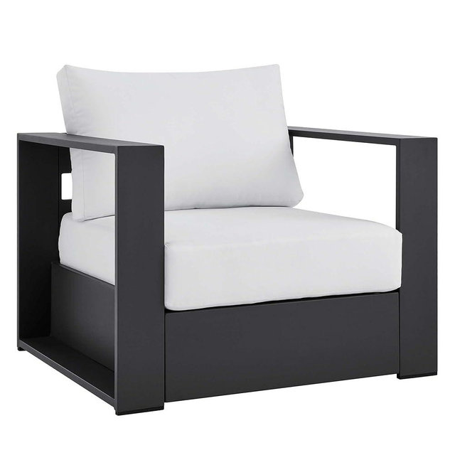 Modway Tahoe Aluminum Outdoor Patio Armchair in Gray White