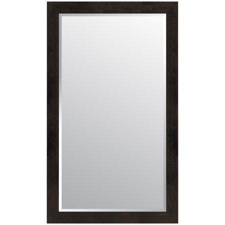 Black and Bronze Woodgrain Framed Beveled Wall or Leaner Mirror 36"x66" by Gallery Solutions