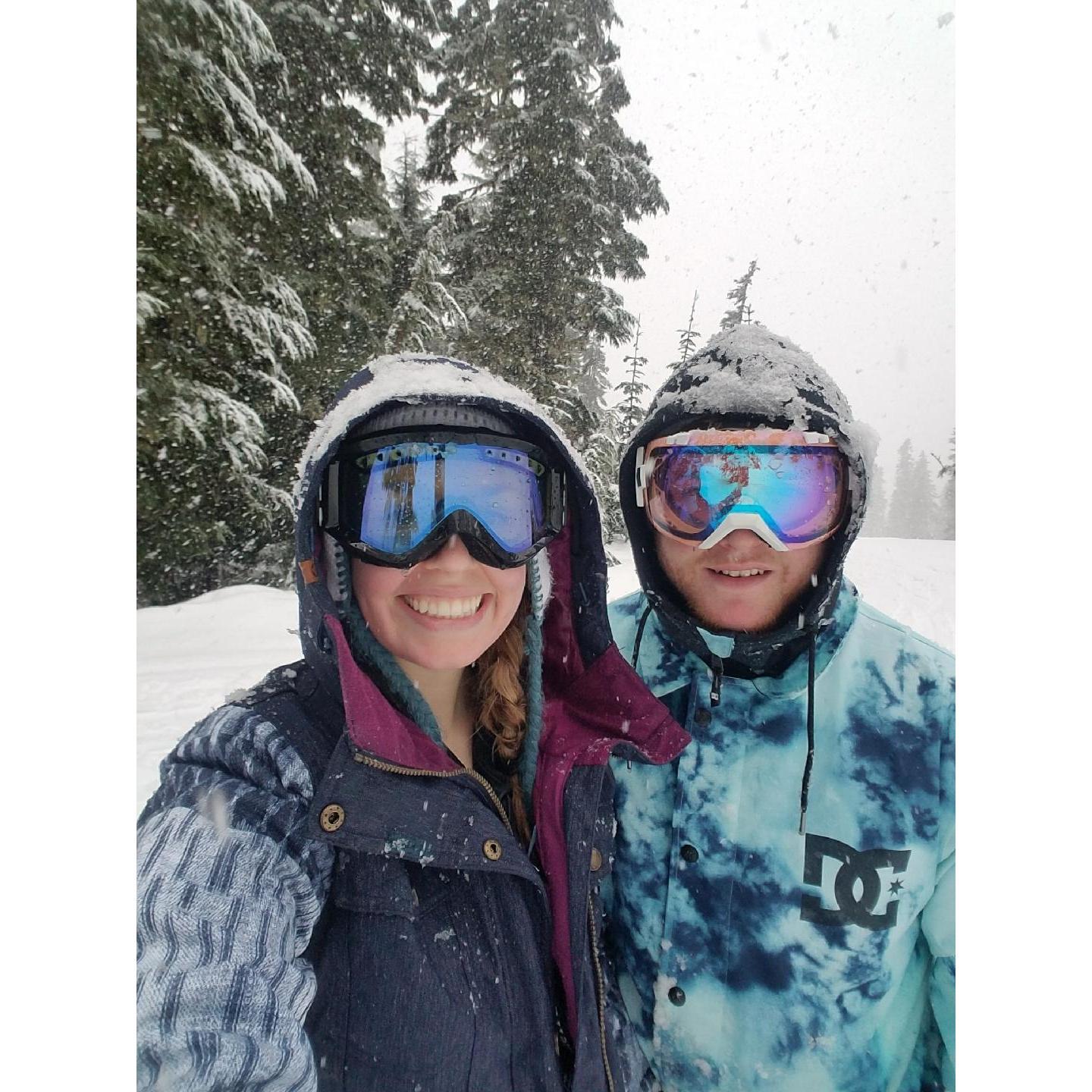 Kenzie learning to snowboard 2017