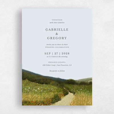 Blue Country Wedding Invitation - Zaldia Portrait