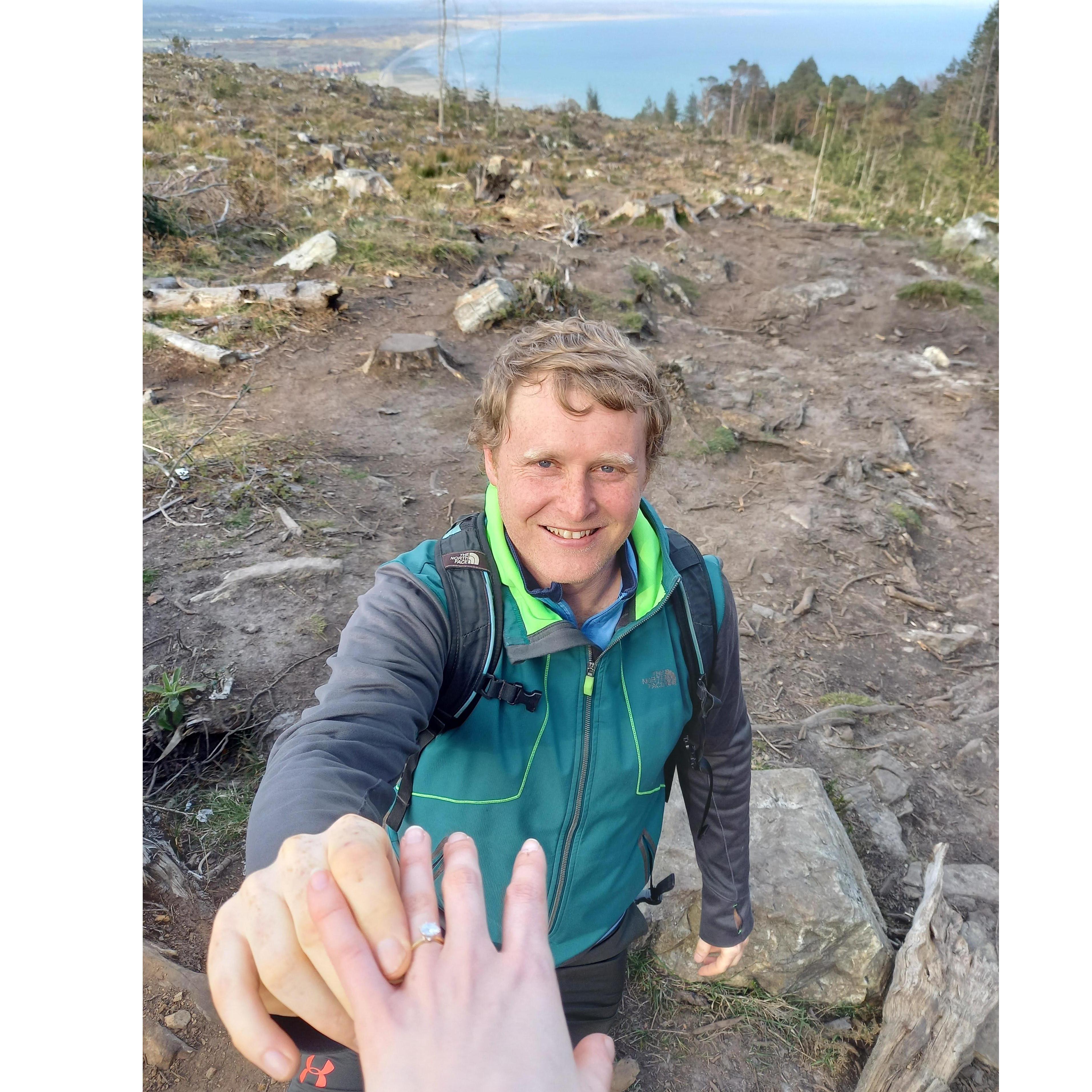 Dara re-enacting the proposal -Slieve Donard in County Down