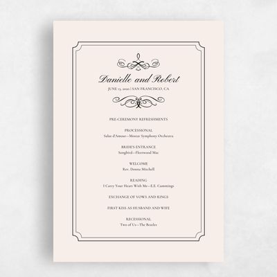 Beige Simple Wedding Program - Malta