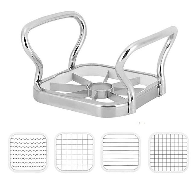 Margoog 5 in 1 Chopper Vegetable Cutter French Fry Cutter Manual Potato Slicer Potato Chip Maker Stainless Steel Fruit Slicer for Potato Onion Cheese