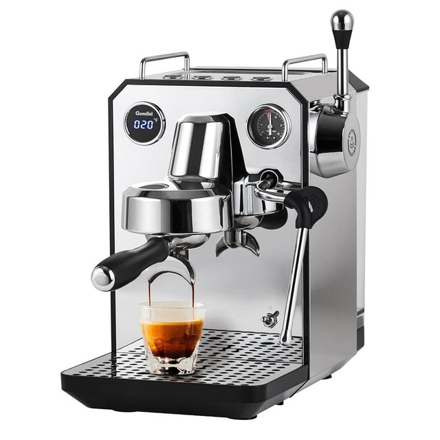 Owl Espresso Machine, 15 Bar Professional Semi-Automatic Espresso Maker with Milk Frother Steam Wand & 57oz Removable Water Tank, Dual Display, for Cappuccino, Latte, G3006, Stainless Steel