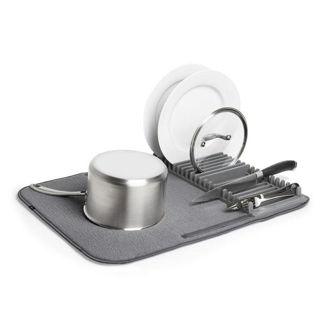 Drying Rack and Microfiber Dish Mat, 24 x 18 Charcoal