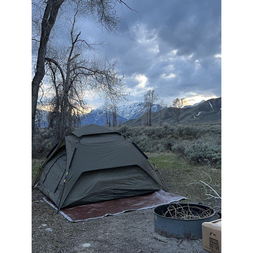 Camping at Grand Teton during cross-country road trip. (Danielle's first true camping experience, was VERY scared of bears).
