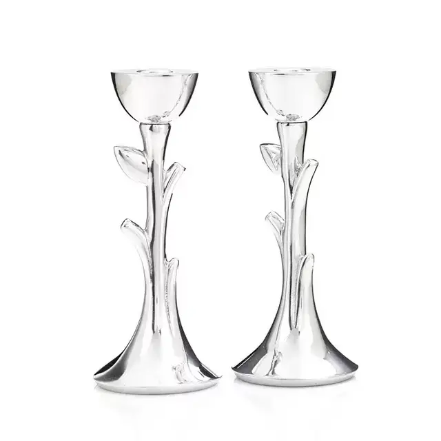 Tree of Life Sabbath Candlestick, Set of 2