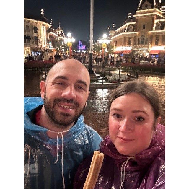 Eating churros in the rain at Disneyland